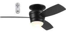 Load image into Gallery viewer, Harbor Breeze Mazon 44 - in Black LED Indoor Flush Mount Ceiling Fan with Light Remote (3 - Blade)
