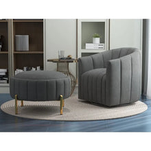Load image into Gallery viewer, SEYNAR Modern Velvet Tufted Swivel Club Chair and Ottoman Set