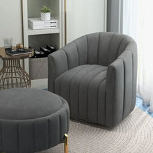 Load image into Gallery viewer, SEYNAR Modern Velvet Tufted Swivel Club Chair and Ottoman Set