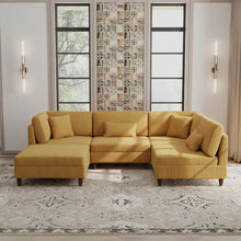 Load image into Gallery viewer, 5-Piece Corduroy Modular Sectional Sofa with Ottoman