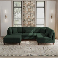 Load image into Gallery viewer, 5-Piece Corduroy Modular Sectional Sofa with Ottoman
