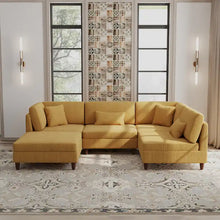 Load image into Gallery viewer, 5-Piece Corduroy Modular Sectional Sofa with Ottoman