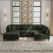 Load image into Gallery viewer, 5-Piece Corduroy Modular Sectional Sofa with Ottoman