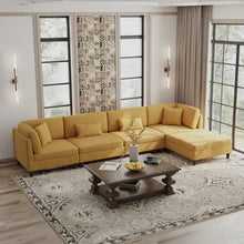 Load image into Gallery viewer, 5-Piece Corduroy Modular Sectional Sofa with Ottoman