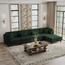 Load image into Gallery viewer, 5-Piece Corduroy Modular Sectional Sofa with Ottoman
