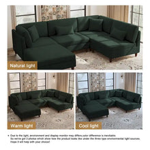 Load image into Gallery viewer, 5-Piece Corduroy Modular Sectional Sofa with Ottoman