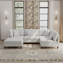 Load image into Gallery viewer, 5-Piece Corduroy Modular Sectional Sofa with Ottoman