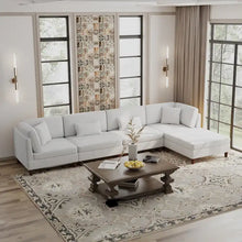 Load image into Gallery viewer, 5-Piece Corduroy Modular Sectional Sofa with Ottoman