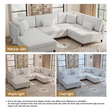 Load image into Gallery viewer, 5-Piece Corduroy Modular Sectional Sofa with Ottoman
