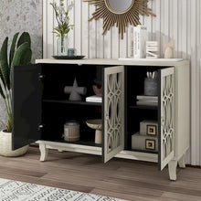Load image into Gallery viewer, Mirrored Buffet Cabinet with Glass Doors and Silver Handles - 3 - Door Sideboard for Living Room, Hallway, and Dining Room