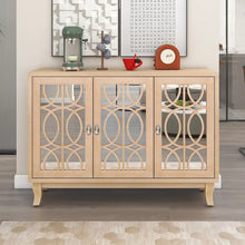 Load image into Gallery viewer, Mirrored Buffet Cabinet with Glass Doors and Silver Handles - 3 - Door Sideboard for Living Room, Hallway, and Dining Room