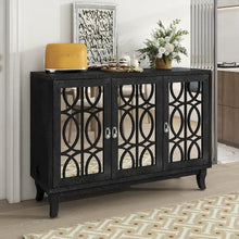 Load image into Gallery viewer, Mirrored Buffet Cabinet with Glass Doors and Silver Handles - 3 - Door Sideboard for Living Room, Hallway, and Dining Room