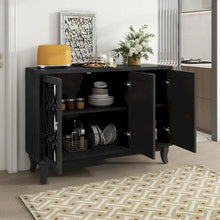 Load image into Gallery viewer, Mirrored Buffet Cabinet with Glass Doors and Silver Handles - 3 - Door Sideboard for Living Room, Hallway, and Dining Room