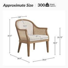 Load image into Gallery viewer, Danilo Solid Wood Armchair with Rattan Design and Sturdy Legs by HULALA HOME