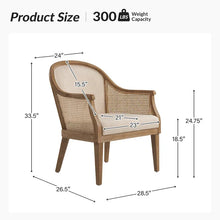 Load image into Gallery viewer, Danilo Solid Wood Armchair with Rattan Design and Sturdy Legs by HULALA HOME