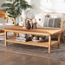 Load image into Gallery viewer, Minahasa Bohemian Braided Rattan Coffee Table in Light Honey