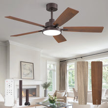 Load image into Gallery viewer, Zardon 52 in Black Ceiling Fan with LED Light and Remote, Downrod 6-Speed and Quiet Reversible DC Motor for Bedroom, Living Room, Indoor