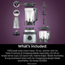 Load image into Gallery viewer, Ninja Detect Kitchen System Power Blender + Processor with Blend Sense Technology, Silver, TB400