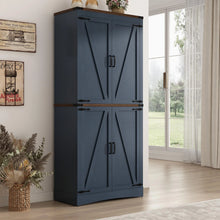 Load image into Gallery viewer, 71" Tall Farmhouse Kitchen Pantry Cabinet, 5 Layers Storage Cabinet with Adjustable Shelves, Farmhouse Pantry Cabinet with 4 Barn Doors