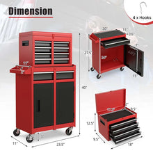 Load image into Gallery viewer, 2 - in - 1 Rolling Tool Chest, 5-Drawer Tool Storage Cabinet with Wheels, Adjustable Shelf, Tool Box Organizer for Garage Warehouse Workshop