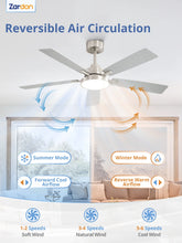 Load image into Gallery viewer, Zardon 52 in Black Ceiling Fan with LED Light and Remote, Downrod 6-Speed and Quiet Reversible DC Motor for Bedroom, Living Room, Indoor