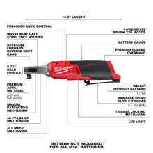 Load image into Gallery viewer, M12 FUEL 12V Lithium - Ion Cordless 3/8 In. Ratchet and 1/4 In. Impact Driver Kit (2 - Tool) W/Batteries, Charger &amp; Bag