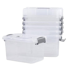 Load image into Gallery viewer, Minekkyes 6-Pack Home Storage Bins, Plastic Container, Latching Box with Handle (Grey Handle)