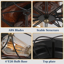 Load image into Gallery viewer, Industrial Cage Ceiling Fan - Low - Profile 7 - Blade Fan with Remote &amp; Light - Modern Rustic Cooling for Small Spaces