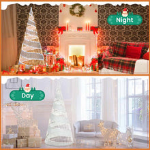 Load image into Gallery viewer, 5 FT Pre - lit Christmas Cone Tree, Artificial Spiral Conic Tree with 300 Warm White &amp; 250 Cold White LED Lights, Xmas Holiday Decor for Home Party