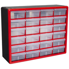 Load image into Gallery viewer, Akro - Mils 24 Drawer Plastic Storage Organizer with Drawers for Hardware, Small Parts, Craft Supplies, Red, Size: One Size