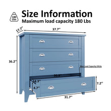 Load image into Gallery viewer, 6 Drawer Dresser, Light Blue Elegant Chest of Drawers, Large Cabinet with Storage, Rustic Wood Chest of Drawers for Bedroom, Living Room, Hallway