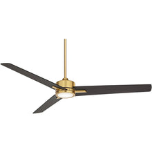 Load image into Gallery viewer, Casa Vieja 60" Monte Largo Mid Century Modern 3 Blade Large Indoor Ceiling Fan with Light LED Remote Control Soft Brass Black for House Bedroom Living