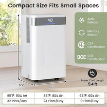 Load image into Gallery viewer, 32 Pints 2000 Sq.ft Basement Dehumidifier with Drain Hose, 24H Timer &amp; 3 - Color Indicator, Quiet Portable Dehumidifier for Home, Bedroom, Bathroom