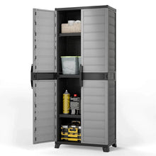 Load image into Gallery viewer, 68" Lockable Plastic Storage Cabinet with 3 Adjustable Shelves, Vertical Shelving Unit Utility Garage Organizer for Basement, Laundry Room &amp; Mudroom