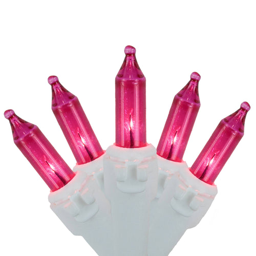Northlight 50 - Count Pink Mini Christmas Light Set, 10 ft White Wire