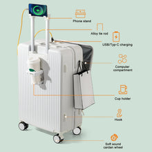 Load image into Gallery viewer, 24 in Checked Luggage with Front Pocket, USB Charging Port, Built - in Lock Carry on Suitcase, Cup Holder and Phone Holder, Medium Hardside Suitcase