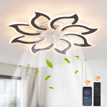 Load image into Gallery viewer, Garwarm Dimmable Ceiling Fan with Light and Remote Control, 27" Small Flush Mounted Ceiling Fan