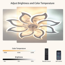 Load image into Gallery viewer, Garwarm Dimmable Ceiling Fan with Light and Remote Control, 27" Small Flush Mounted Ceiling Fan