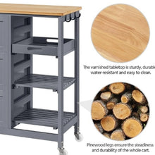 Load image into Gallery viewer, Kitchen Island Cart on Wheels with Storage, Solid Wood Top, 3 Drawers and Removable Shelves, Rolling Utility Cart, Dark Gray