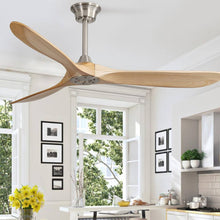 Load image into Gallery viewer, Nicola 60" 3 - Blade Standard Ceiling Fan with Remote Control George Oliver Finish: Nickel with Burlywood Blades