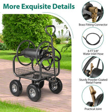 Load image into Gallery viewer, Portable Garden Hose Reel Cart Holds 300FT of 5/8" Large Capacity, Heavy - Duty Metal Hose Cart with 4 Wheels &amp; Storage Basket for Lawn Yard