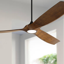 Load image into Gallery viewer, Casa Vieja 70" Kona Modern Tropical Coastal 3 Blade Indoor Outdoor Ceiling Fan with LED Light Remote Control Black Damp Rated Dimmable for Patio