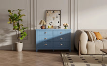 Load image into Gallery viewer, 6 Drawer Dresser, Light Blue Elegant Chest of Drawers, Large Cabinet with Storage, Rustic Wood Chest of Drawers for Bedroom, Living Room, Hallway