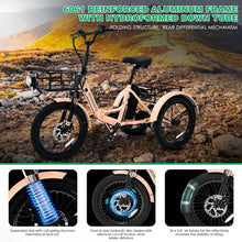 Load image into Gallery viewer, ABORON 3.0 Fat Tire Electric Trike for Senior Foldable E - Bike, 500W Motorized Tricycle Adult 20" Folding 3 Wheel Electric Commute Bike Trike W/48V