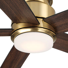 Load image into Gallery viewer, Casa Vieja 52" Grand Palm Indoor Outdoor Ceiling Fan 5 Blade LED Light Remote Control Soft Brass Finish Bedroom Hugger Damp Rated