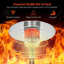 Load image into Gallery viewer, 50,000 BTU Propane Patio Heater, Standing Stainless Steel Outdoor Heater with Wheels, Triple Protection, CSA Certified for Deck &amp; Commercial