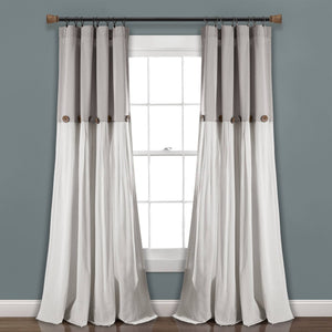 Lush Decor Linen Button Window Curtain Panel - 84