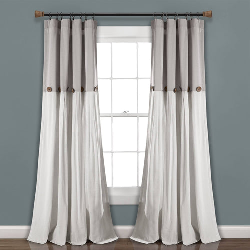 Lush Decor Linen Button Window Curtain Panel - 84
