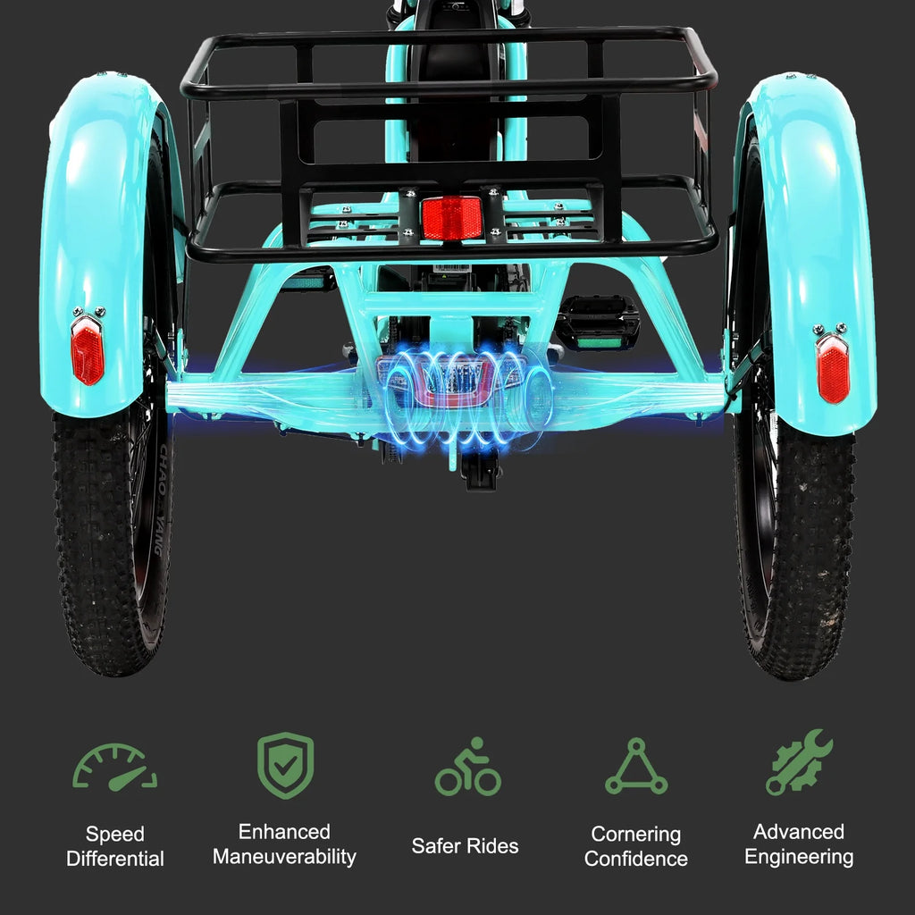 ABORON 3.0 Fat Tire Electric Trike for Senior Foldable E - Bike, 500W Motorized Tricycle Adult 20" Folding 3 Wheel Electric Commute Bike Trike W/48V