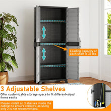Load image into Gallery viewer, 68" Lockable Plastic Storage Cabinet with 3 Adjustable Shelves, Vertical Shelving Unit Utility Garage Organizer for Basement, Laundry Room &amp; Mudroom